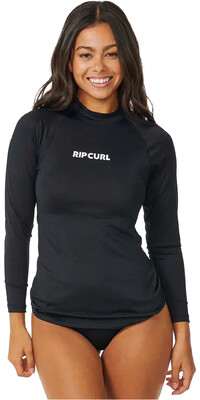 2024 Rip Curl Womens Classic Surf UPF Long Sleeve Rash Vest 15IWRV - Black